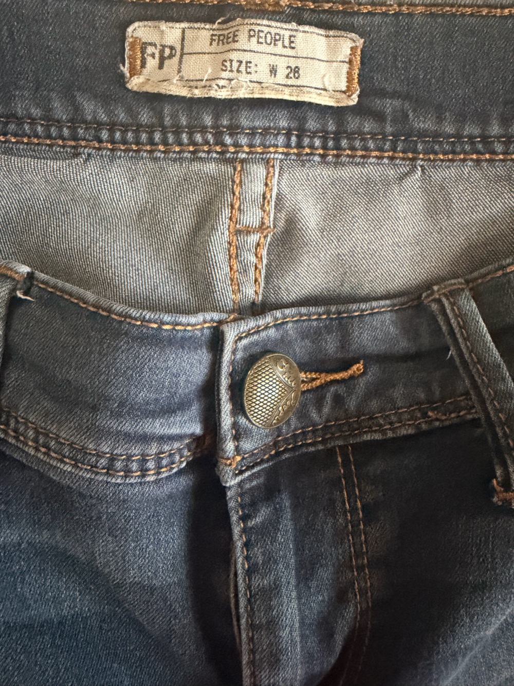 Free People Dark Blue Denim Slim Fit Jeans